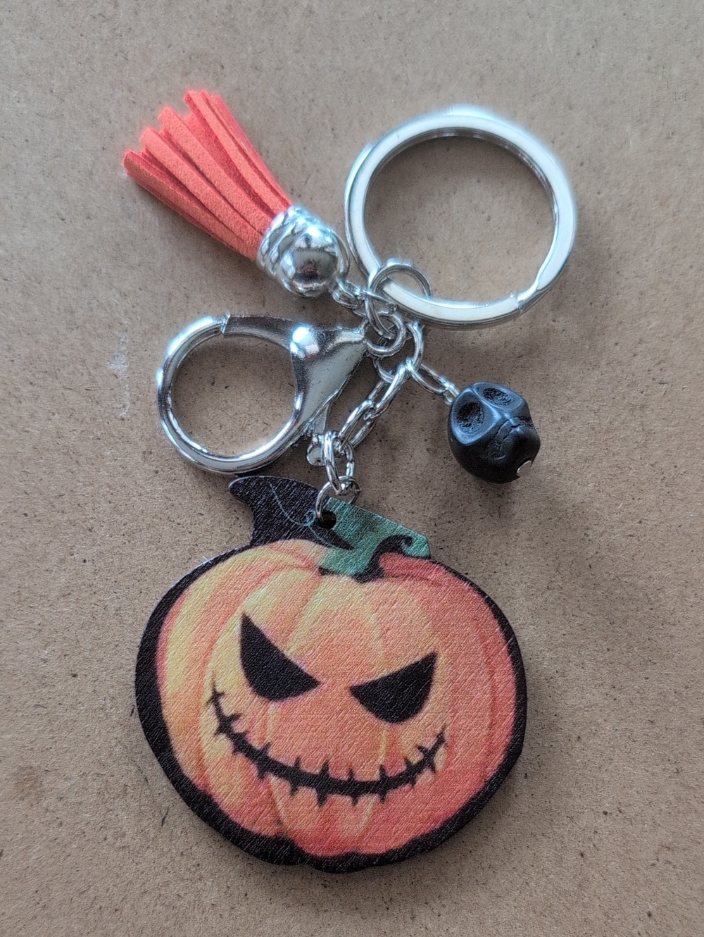 Halloween Pumpkin Tassel Keychain Accessory - Orange